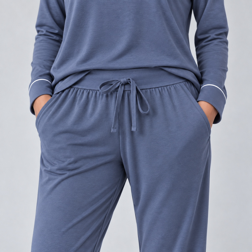 Women's Bamboo Stretch-Knit Sweatshirt and Pants Pajama Set