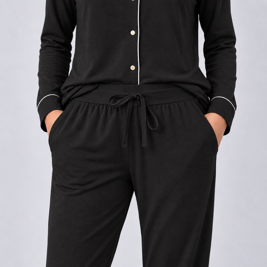 Women's Bamboo Stretch-Knit Long Sleeve Shirt and Pants Pajama Set