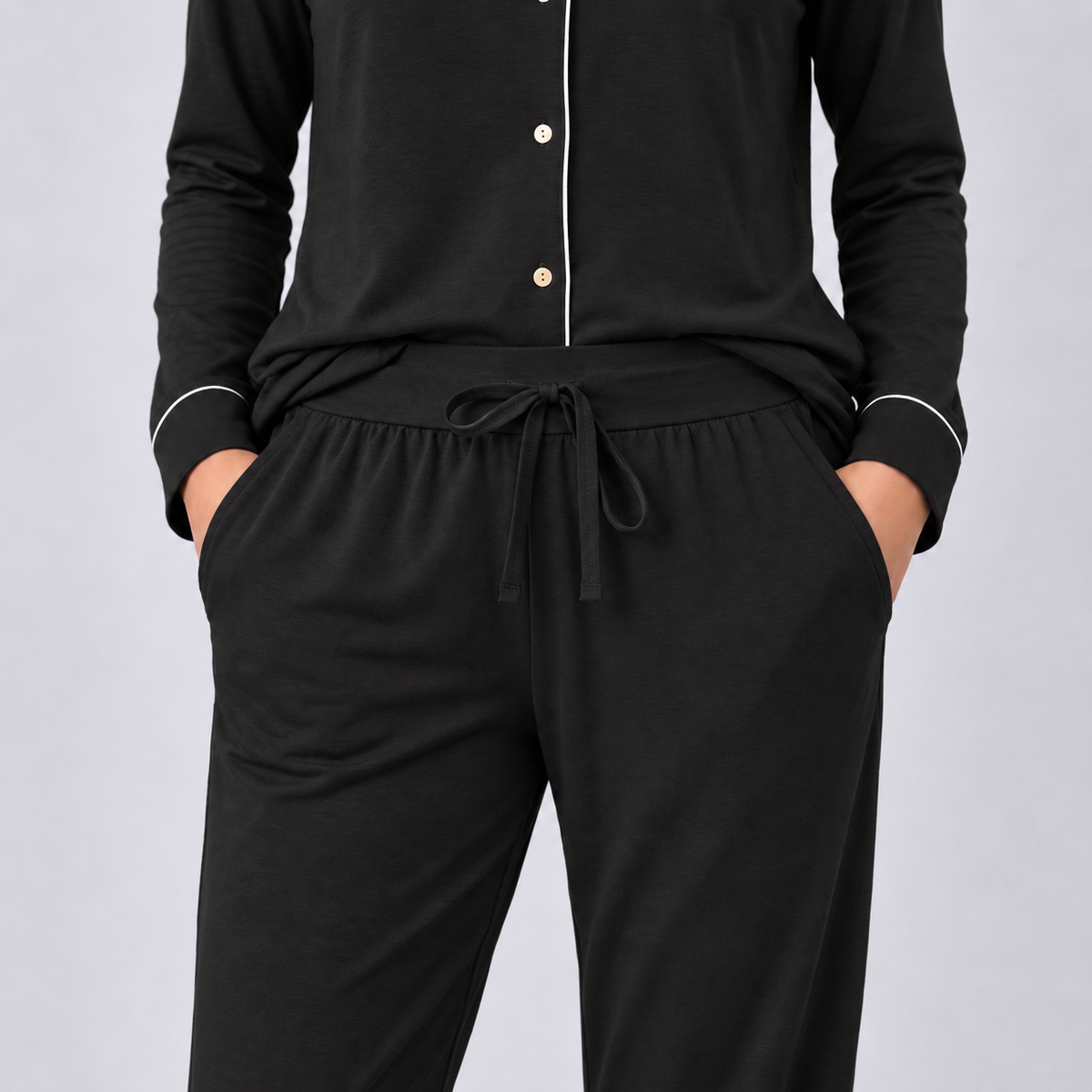 Women's Bamboo Stretch-Knit Long Sleeve Shirt and Pants Pajama Set