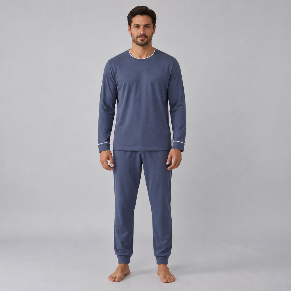 Men's Bamboo Stretch-Knit Sweatshirt and Pants Pajama Set