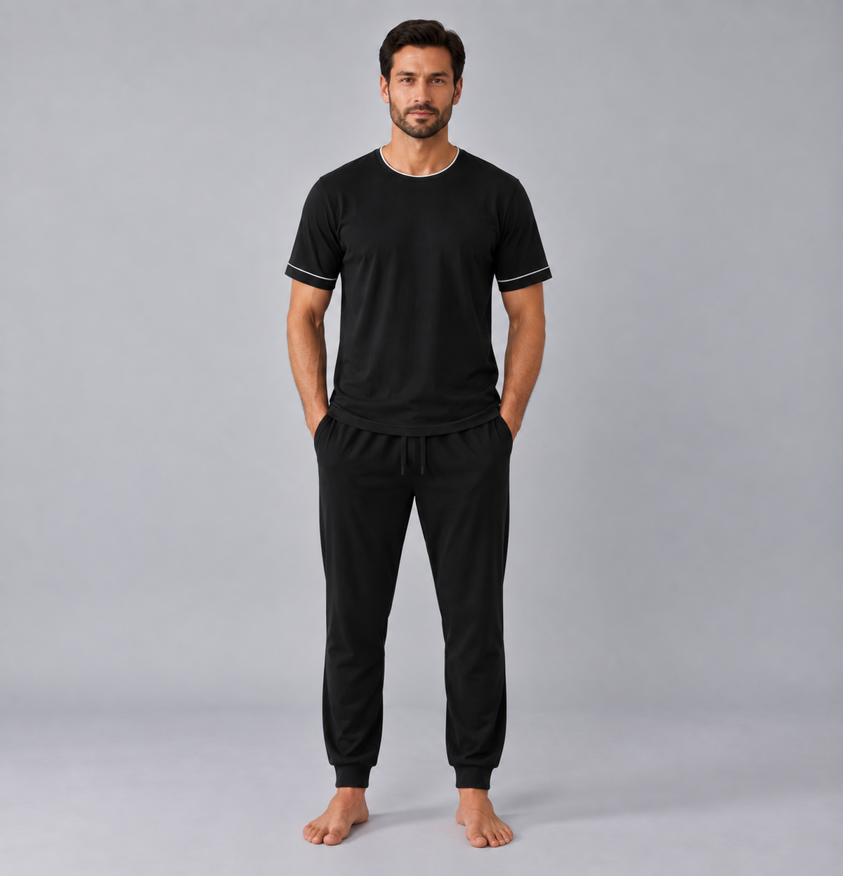 Men's Bamboo Stretch-Knit T-shirt and Pants Pajama Set