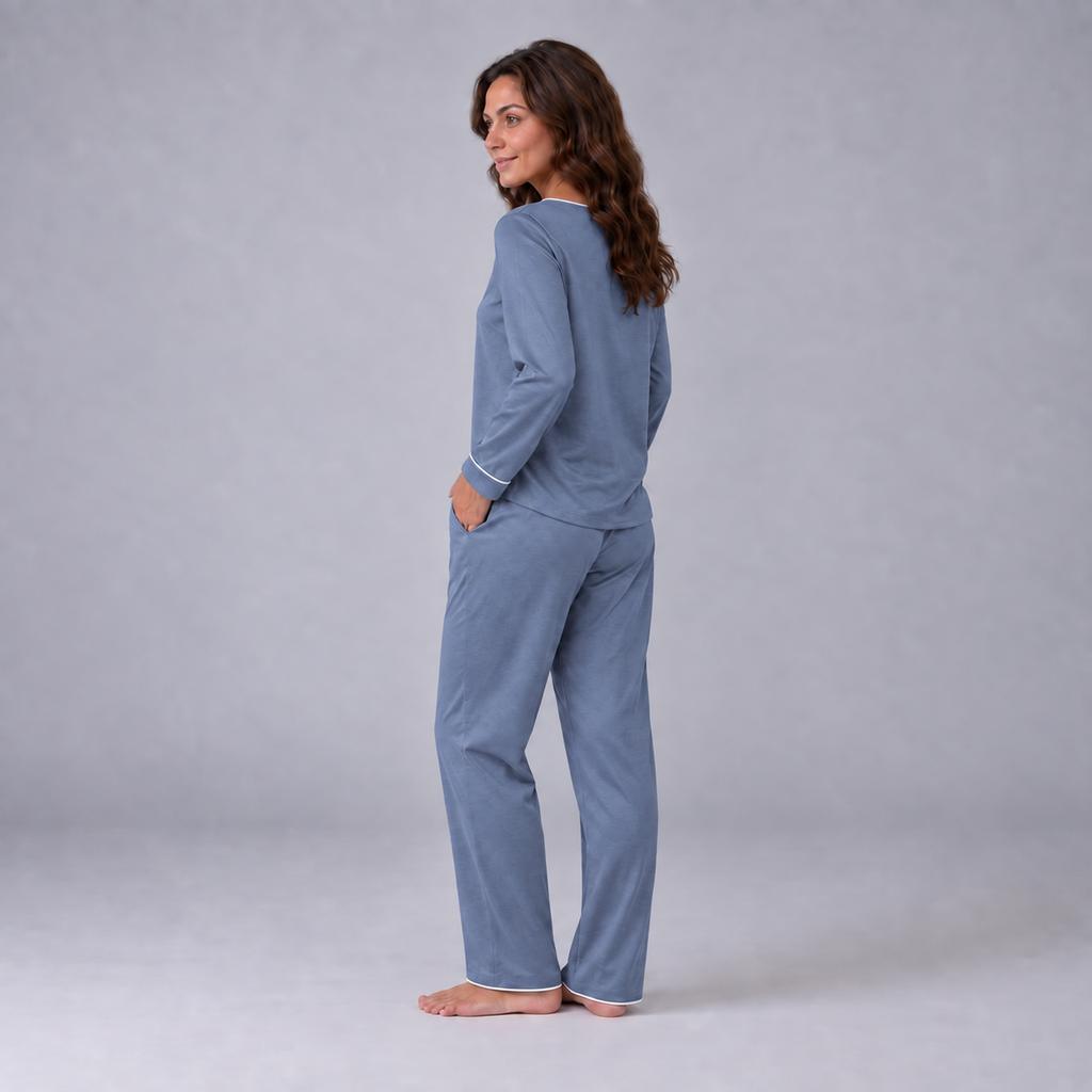 Women's Bamboo Stretch-Knit Long Sleeve Shirt and Pants Pajama Set