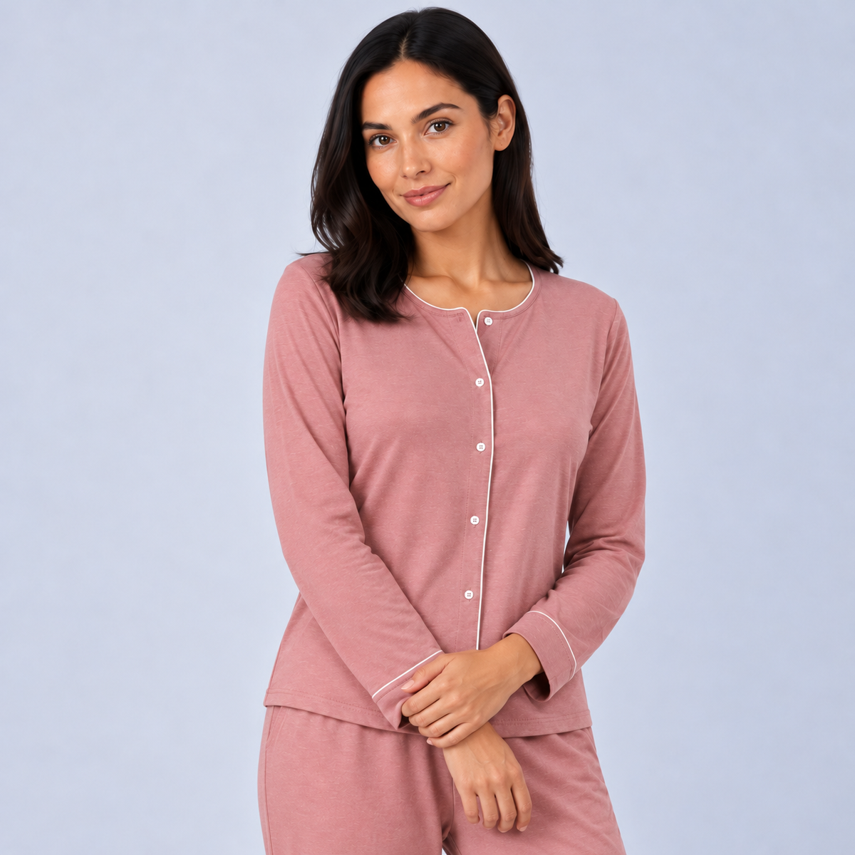 Women's Bamboo Stretch-Knit Long Sleeve Shirt and Pants Pajama Set