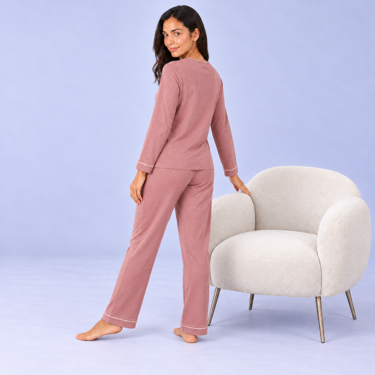 Women's Bamboo Stretch-Knit Long Sleeve Shirt and Pants Pajama Set