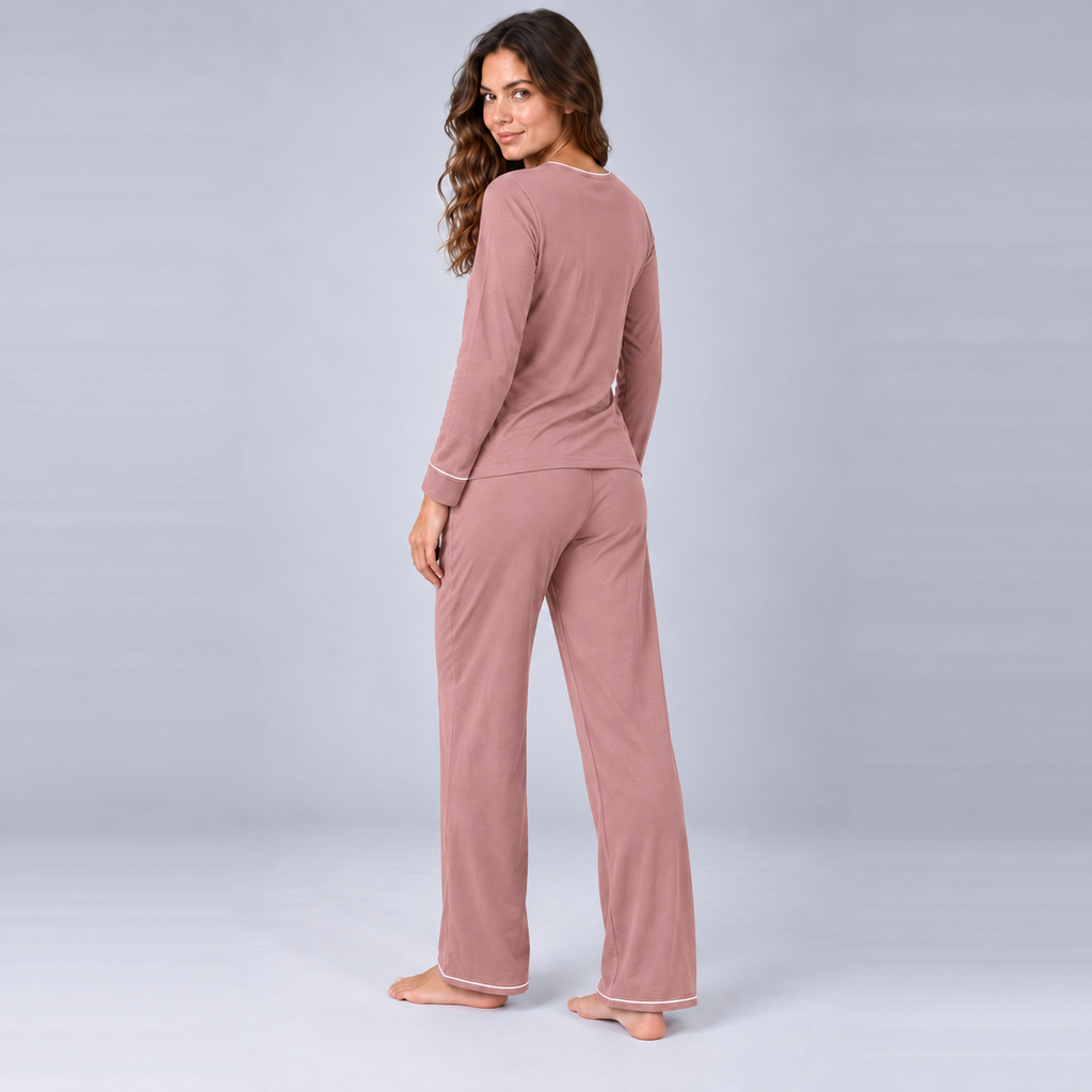 Women's Bamboo Stretch-Knit Sweatshirt and Pants Pajama Set