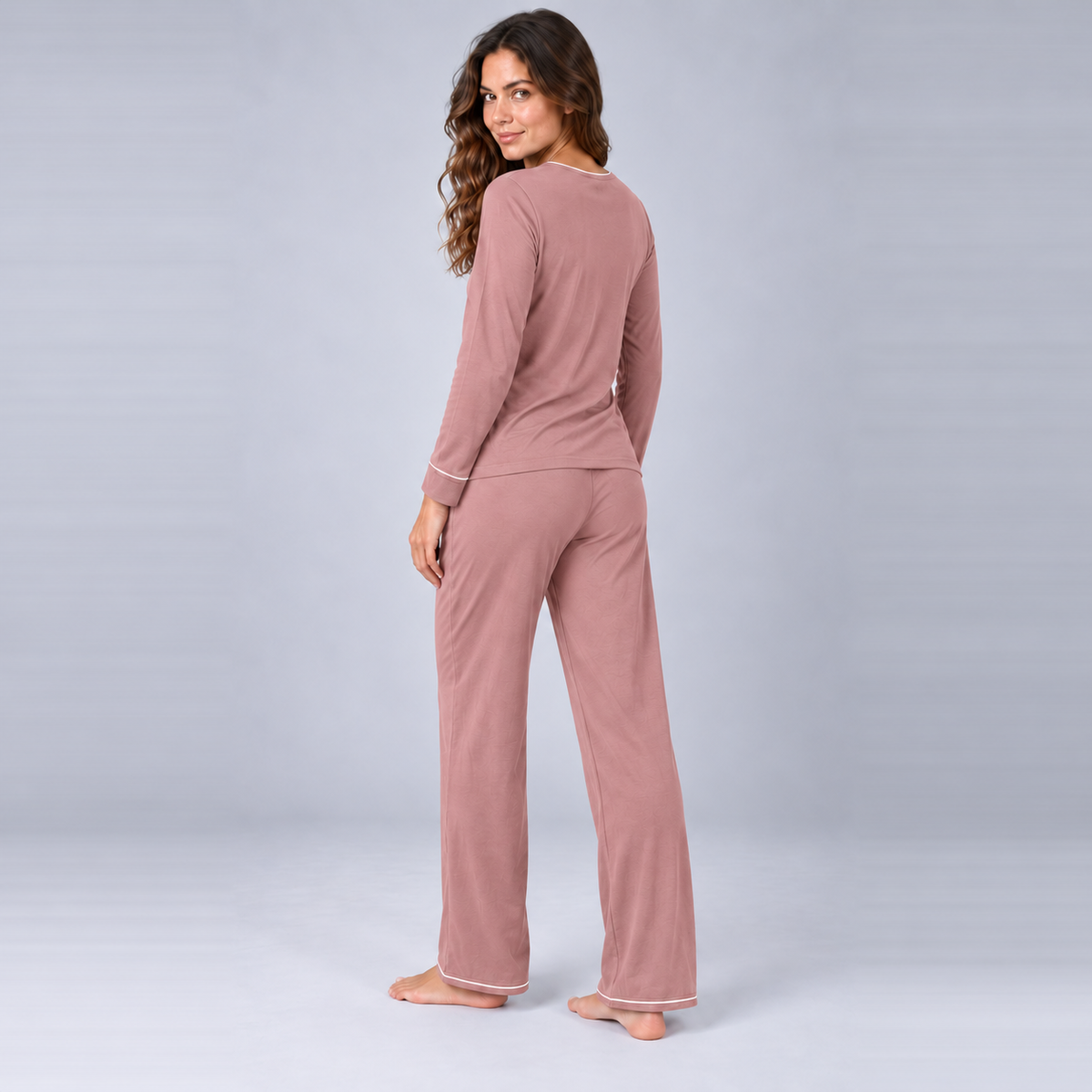 Women's Bamboo Stretch-Knit Sweatshirt and Pants Pajama Set