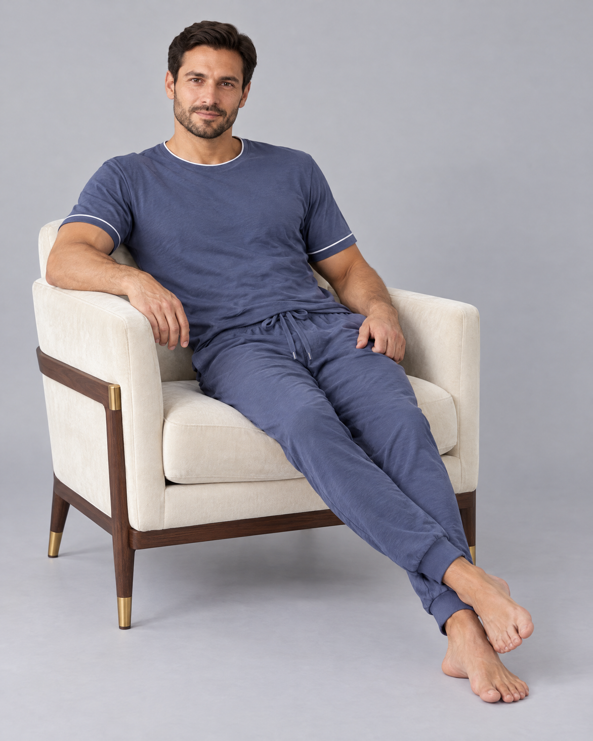 Men's Bamboo Stretch-Knit T-shirt and Pants Pajama Set