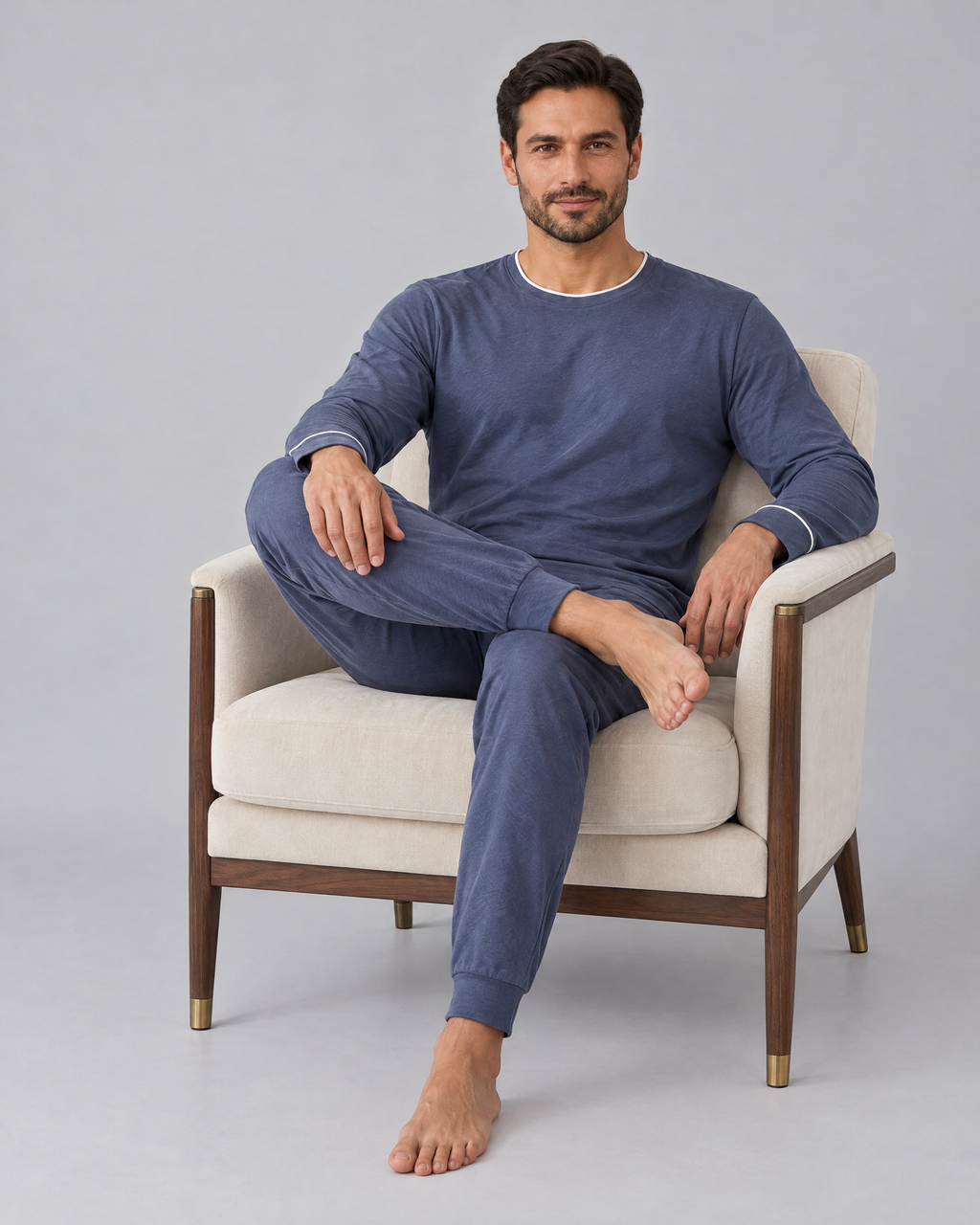 Men's Bamboo Stretch-Knit Sweatshirt and Pants Pajama Set