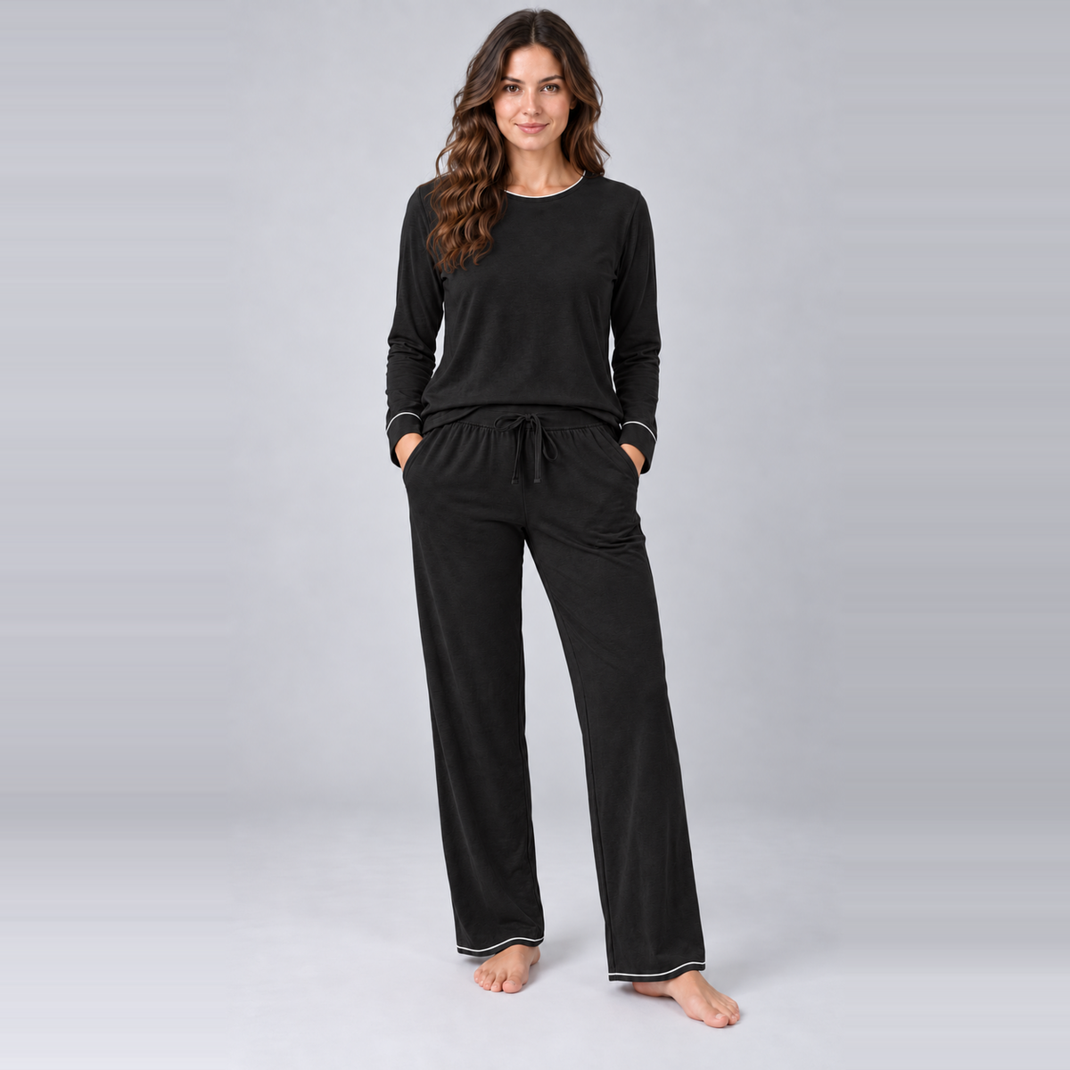 Women's Bamboo Stretch-Knit Sweatshirt and Pants Pajama Set