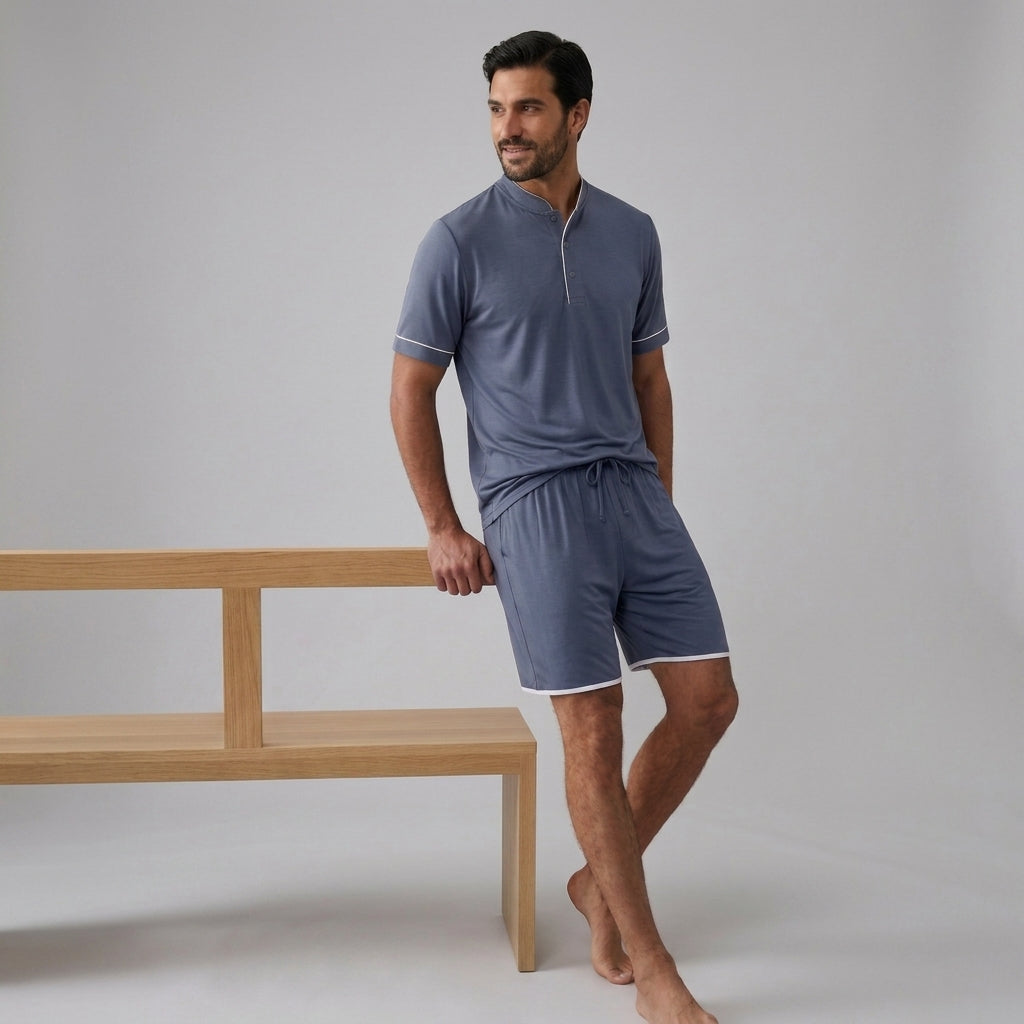 Men's Bamboo Stretch-Knit T-shirt and Shorts Pajama Set