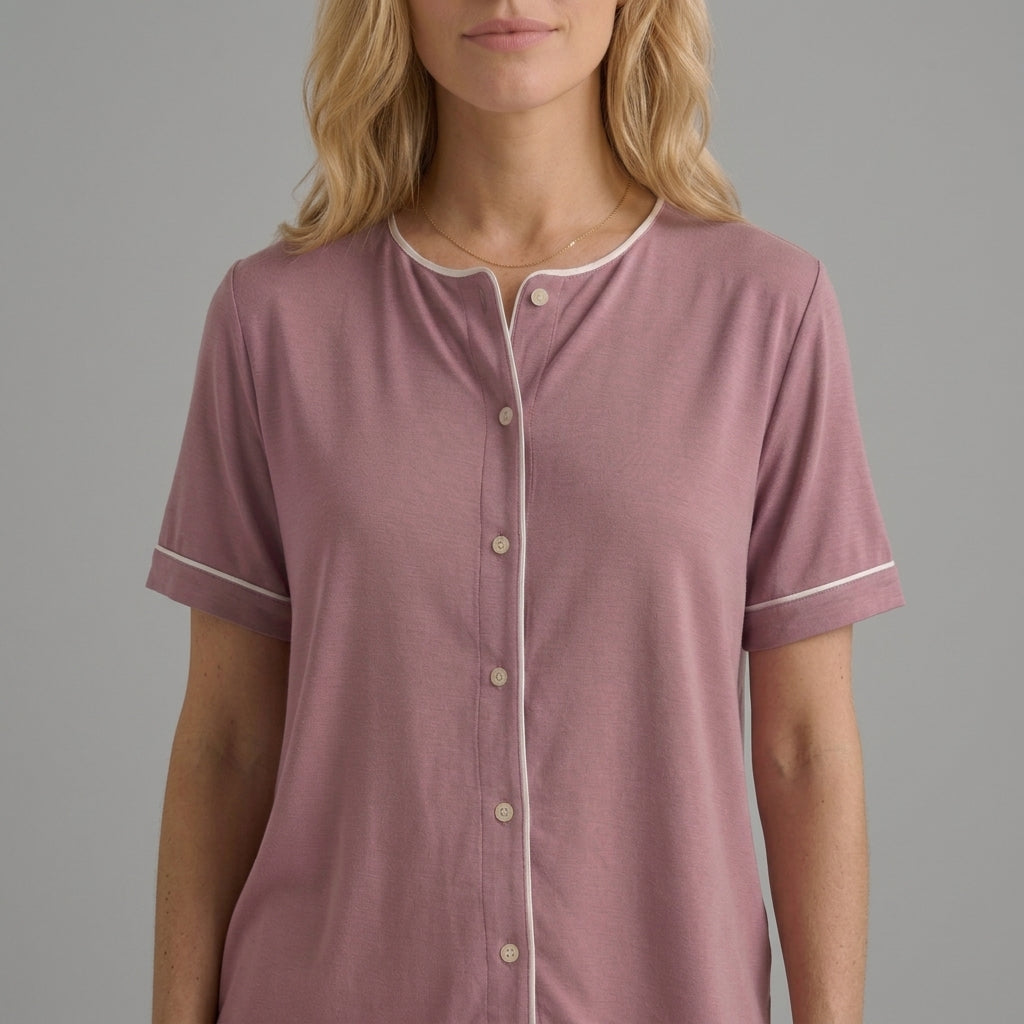 Women's Bamboo Stretch-Knit Shirt and Shorts Pajama Set