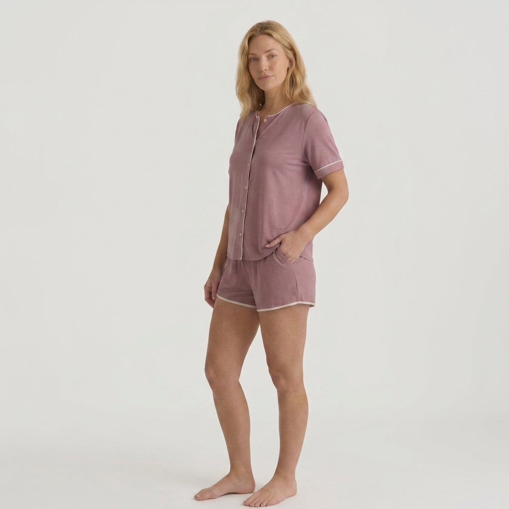 Women's Bamboo Stretch-Knit Shirt and Shorts Pajama Set
