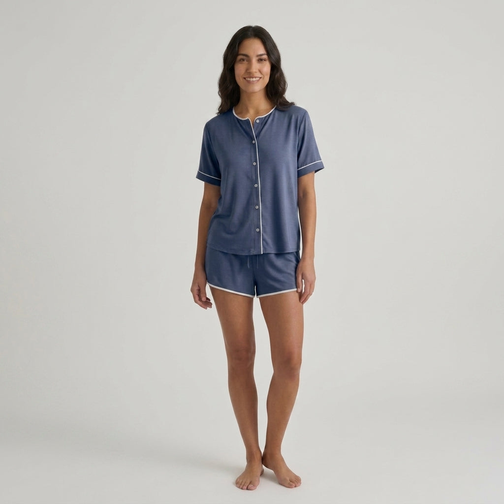 Women's Bamboo Stretch-Knit Shirt and Shorts Pajama Set