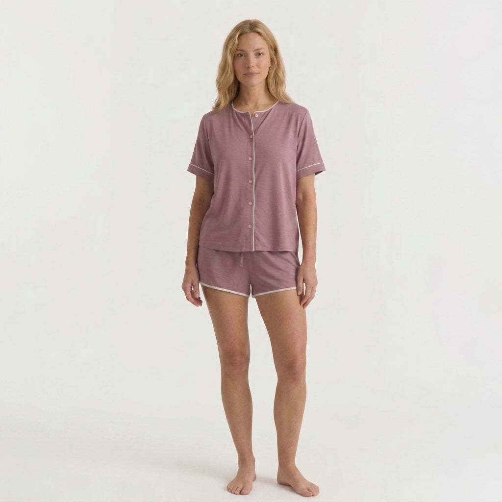 Women's Bamboo Stretch-Knit Shirt and Shorts Pajama Set