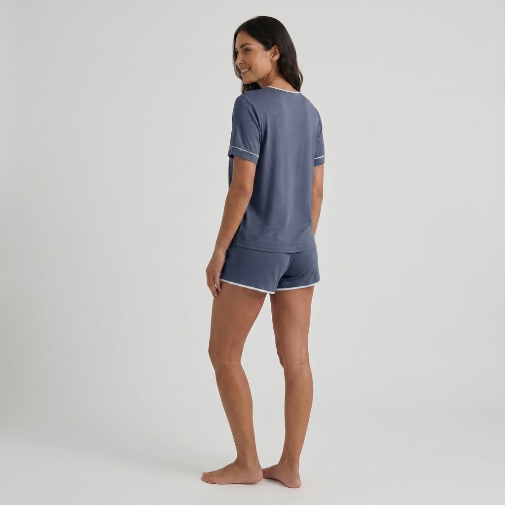 Women's Bamboo Stretch-Knit Shirt and Shorts Pajama Set