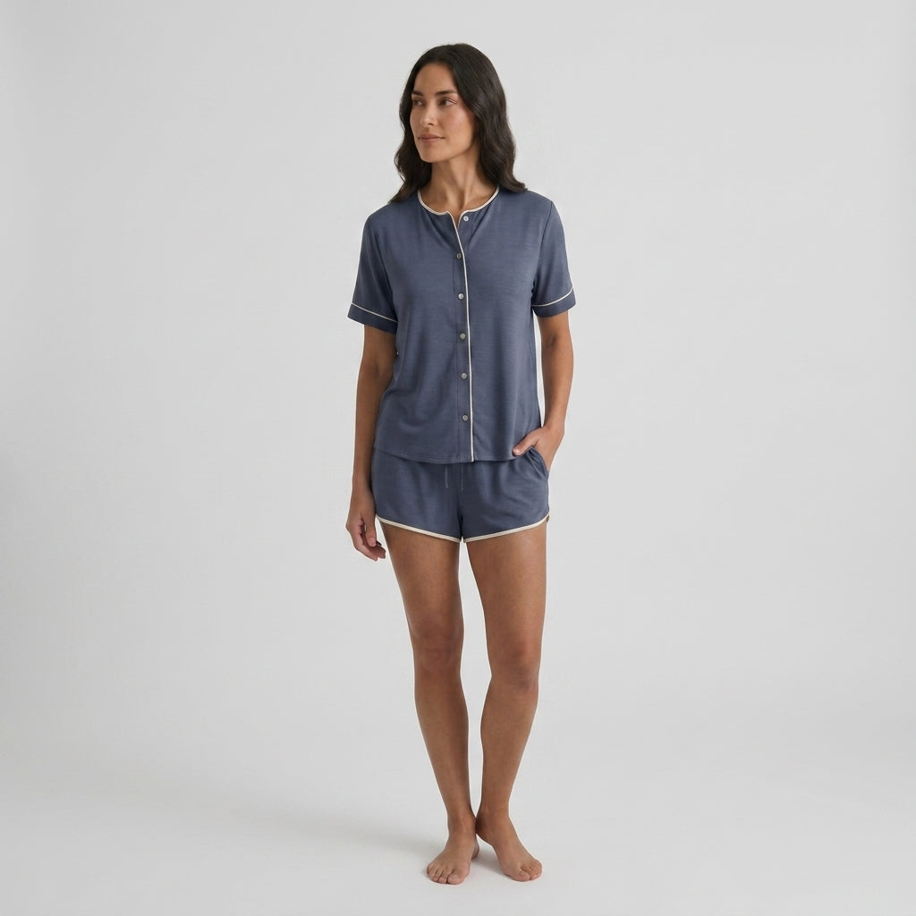 Women's Bamboo Stretch-Knit Shirt and Shorts Pajama Set