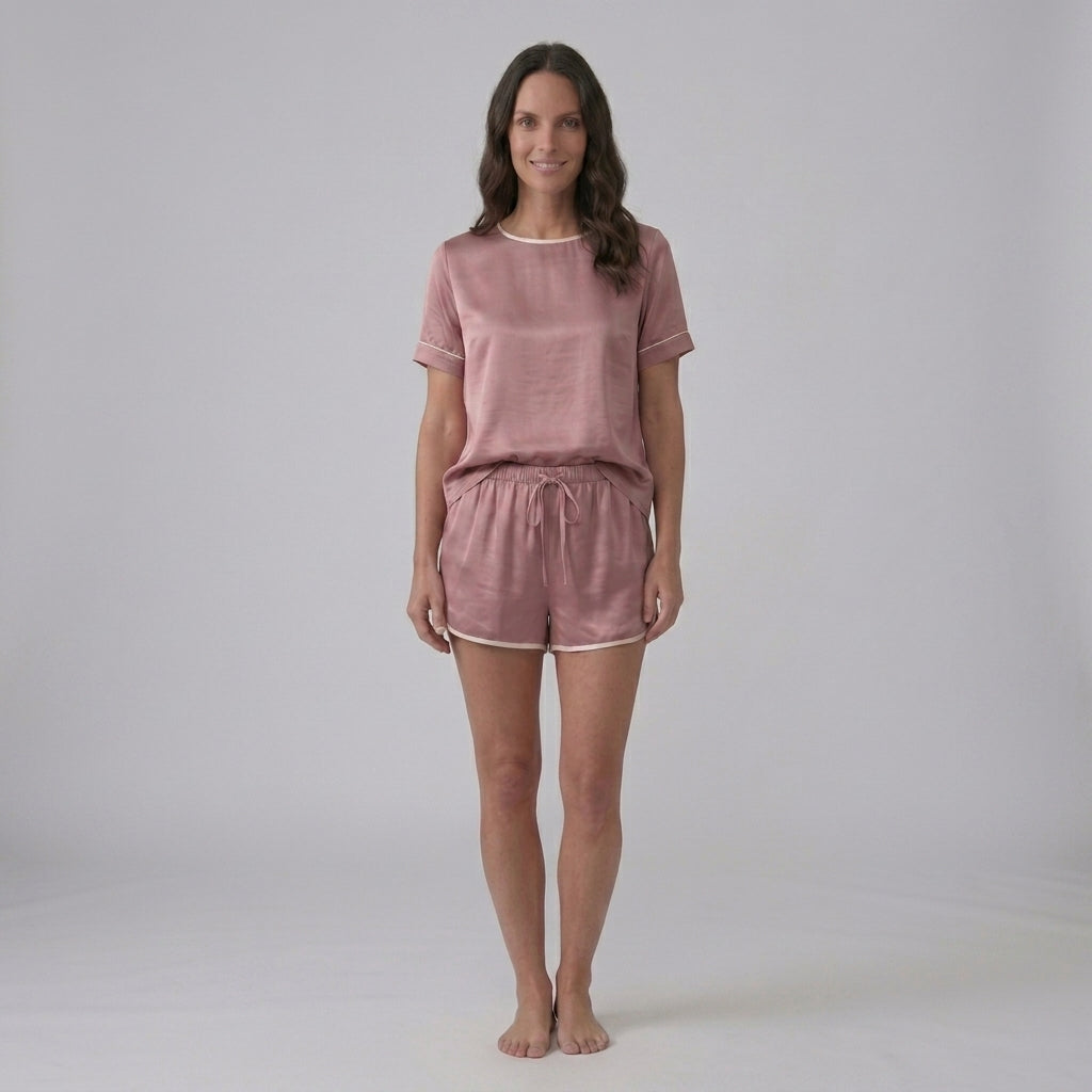 Women's Bamboo Stretch-Knit T-shirt and Shorts Pajama Set